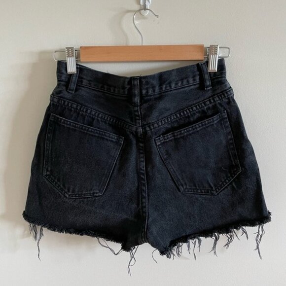 Vintage High Rise Black Denim Jean Shorts Size 27 - Picture 2 of 7